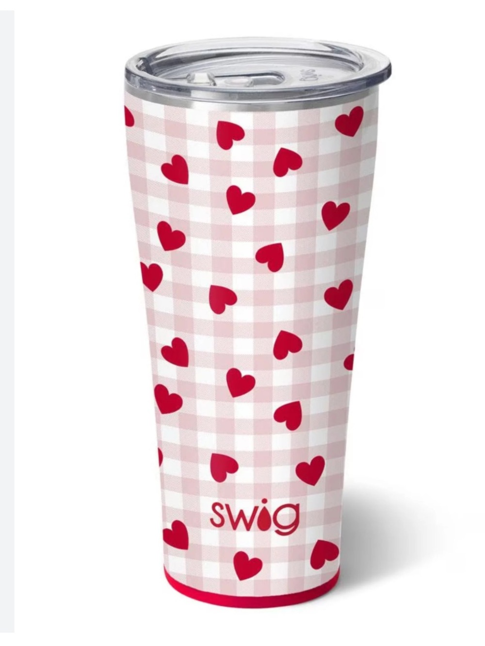 SWig Pink Gingham Heart Insulated Tumbler